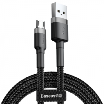 Kabel USB/MICRO USB nylonowy BASEUS Czarno-szary