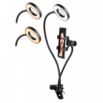 Lampa TRACER RING 8.5CM 48 LED z uchwytem na telefon