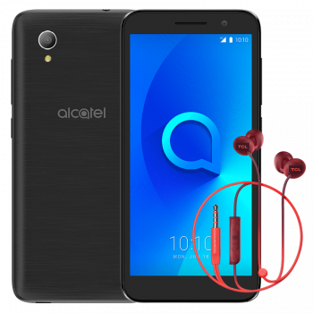 Smartfon ALCATEL 1 (2019) 1/16GB Czarny + Słuchawki TCL SOCL300 Pomarańczowe
