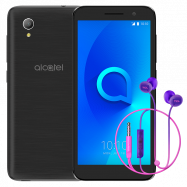Smartfon ALCATEL 1 (2019) 1/16GB Czarny + Słuchawki TCL SOCL300 Purpurowe