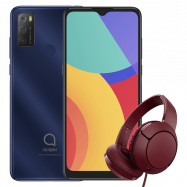 Smartfon ALCATEL 1S (2021) 3/32GB Niebieski + Słuchawki TCL MTRO200 Burgundowe